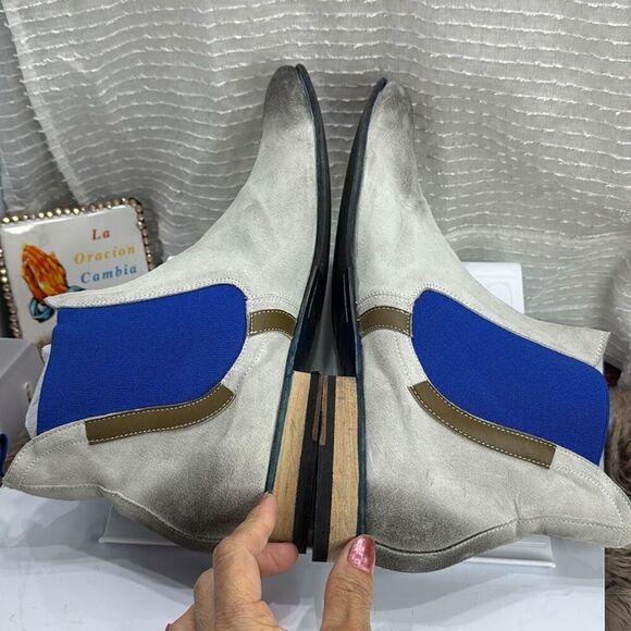 (R2) GIANFRANCO LATTANZI Men's high-end grey leather slip-on ankle boots S.12US - Picture 7 of 13